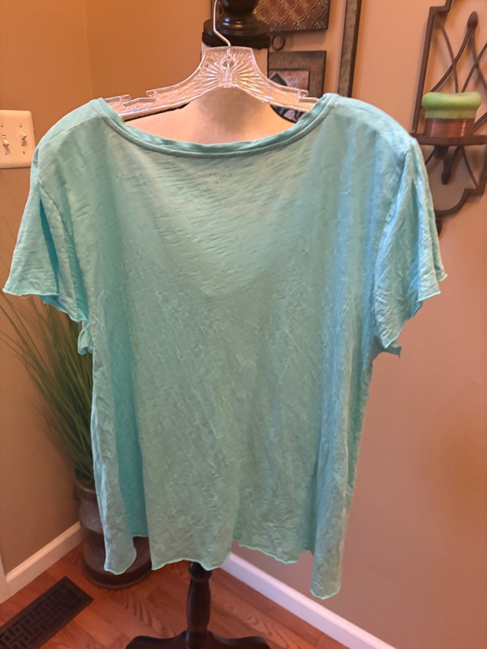 Calvin Klein Women’s Aqua V-Neck Short Sleeve Tee - Picture 2 of 6